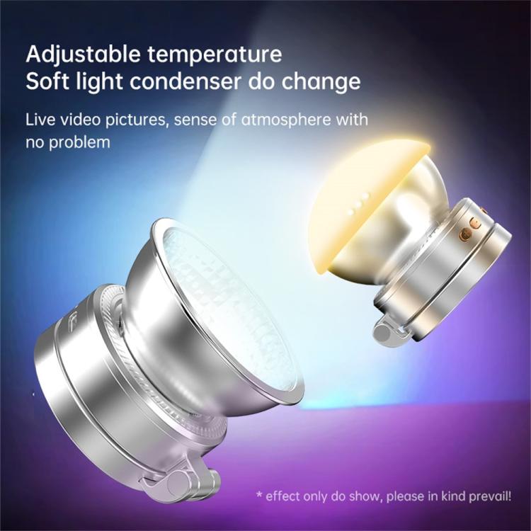 K08 3-Color Temperature Phone Photography Light 360 Degree Foldable Selfie Magnetic LED Ring Light