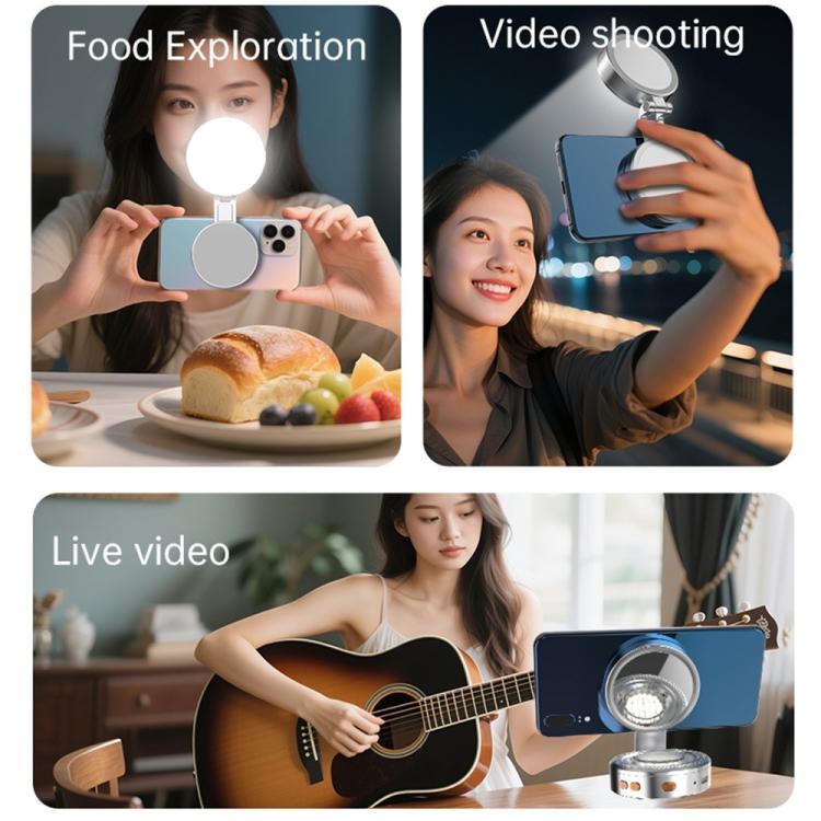 K08 3-Color Temperature Phone Photography Light 360 Degree Foldable Selfie Magnetic LED Ring Light