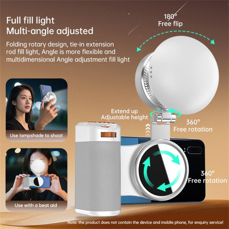 K08 3-Color Temperature Phone Photography Light 360 Degree Foldable Selfie Magnetic LED Ring Light