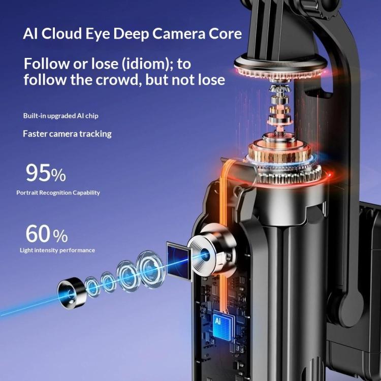 Q575TK Auto Pop-up Face Tracking Gesture Control Smart Gimbal Tripod AI Selfie Stick, Q575TK