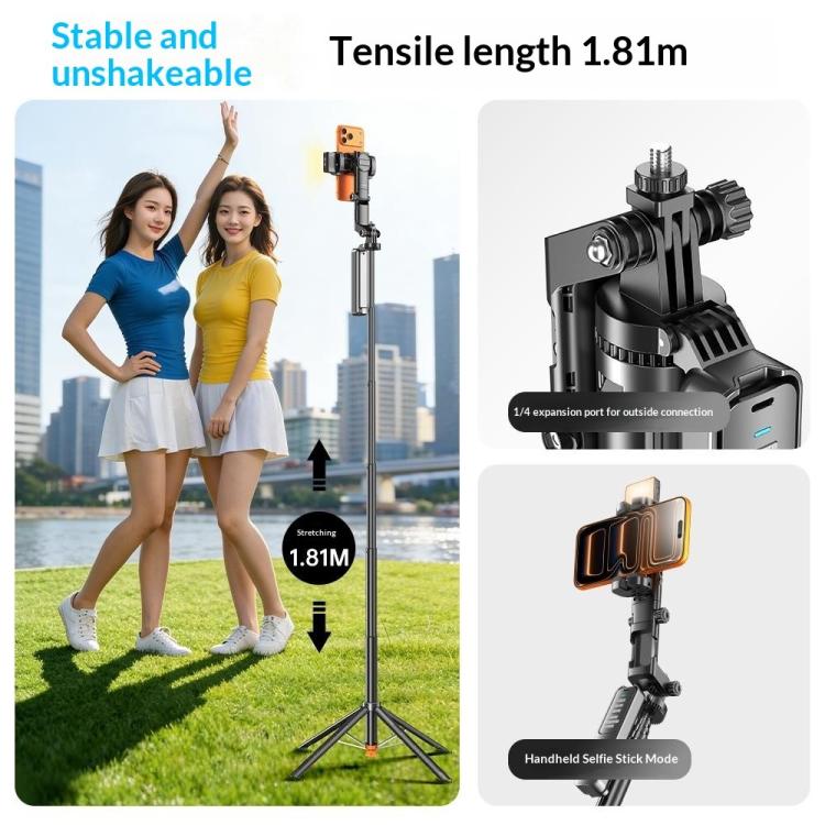Q54 RGB Fill Light AI Gimbal Selfie Stick Face Tracking Magnetic Extendable Phone Tripod Stand, Q54