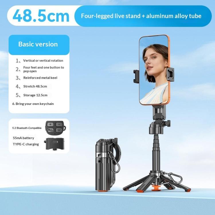 T13Y-C Bluetooth Remote Magnetic Phone Holder Auto Pop-Up Tripod Extendable Selfie Stick, T13Y-C