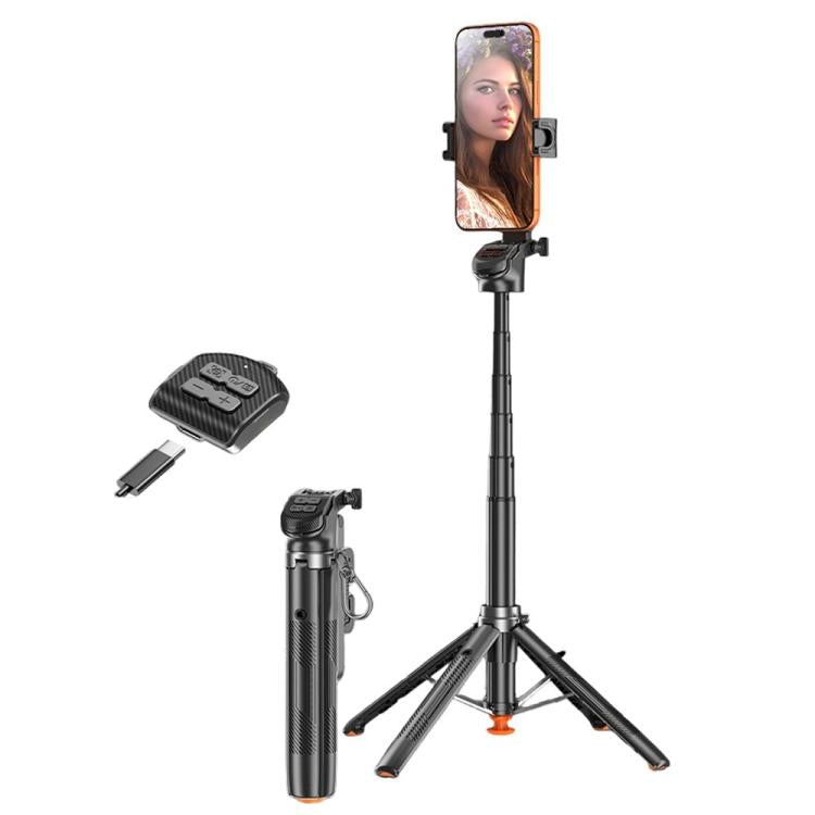 T35 Photography Auto Pop-Up Extendable Tripod Bluetooth Selfie Stick with Remote Control, T35