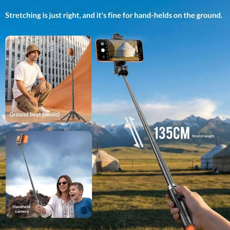 T35 Photography Auto Pop-Up Extendable Tripod Bluetooth Selfie Stick with Remote Control, T35