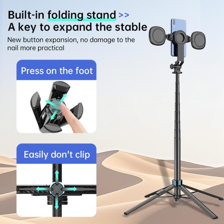 K14 1.7m Extendable Remote Control Magnetic Phone Stand Selfie Stick Tripod, K14
