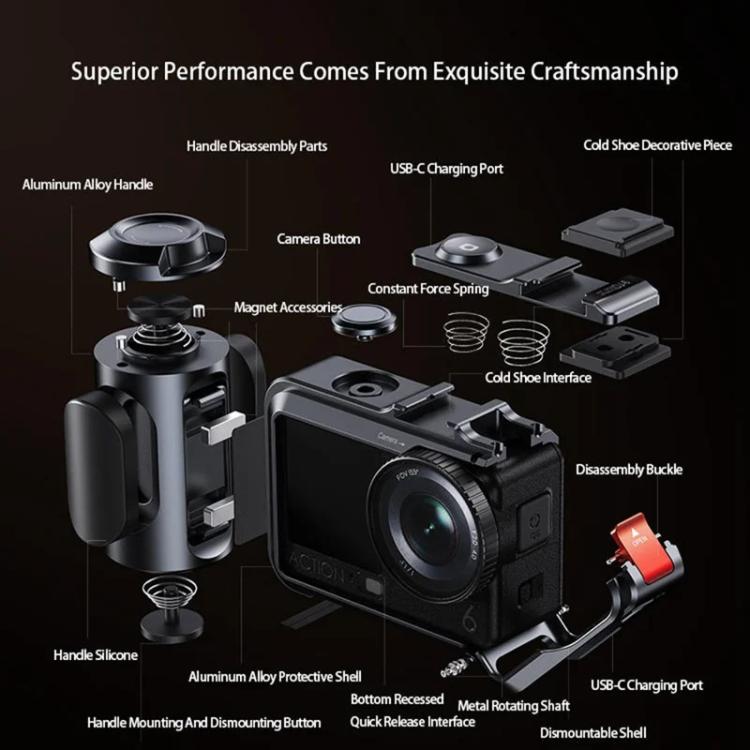 For DJI Osmo Action 6 DJ-6 Detachable Magnetic Camera Cage Frame Cover
