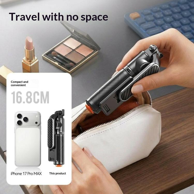 T01S For Live Streaming 3-in-1 Extendable Bluetooth Remote Phone Holder Stand Selfie Stick Tripod, T01S