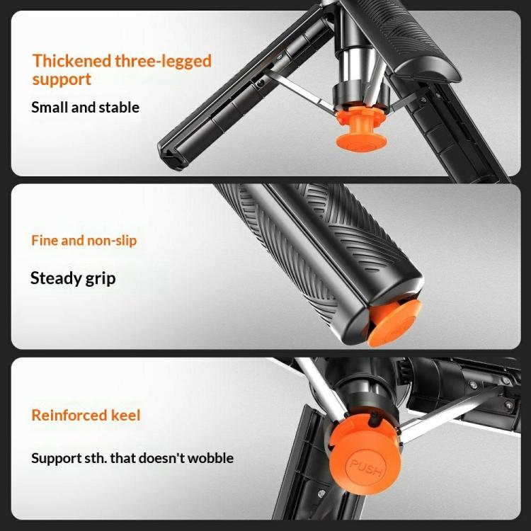 T01S For Live Streaming 3-in-1 Extendable Bluetooth Remote Phone Holder Stand Selfie Stick Tripod, T01S