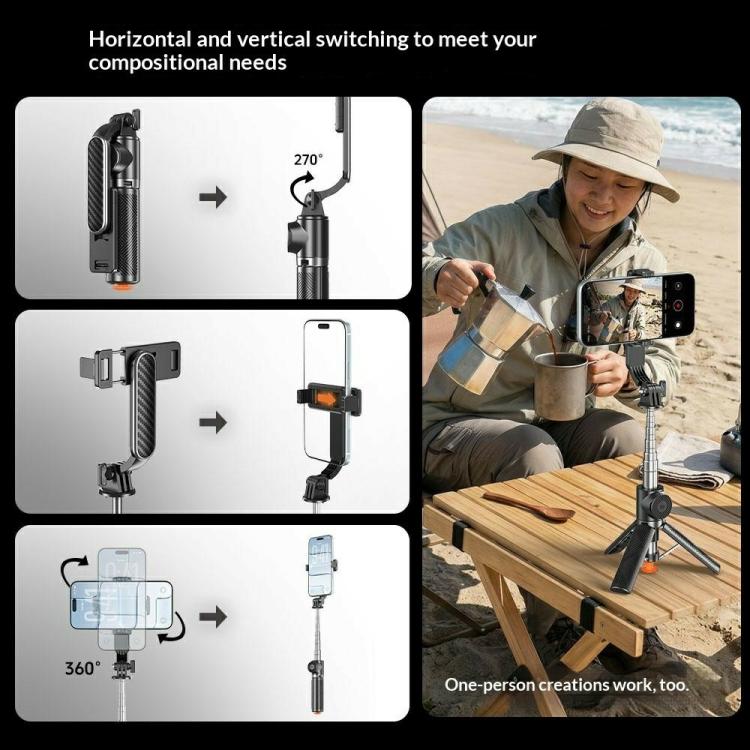 T01S For Live Streaming 3-in-1 Extendable Bluetooth Remote Phone Holder Stand Selfie Stick Tripod, T01S
