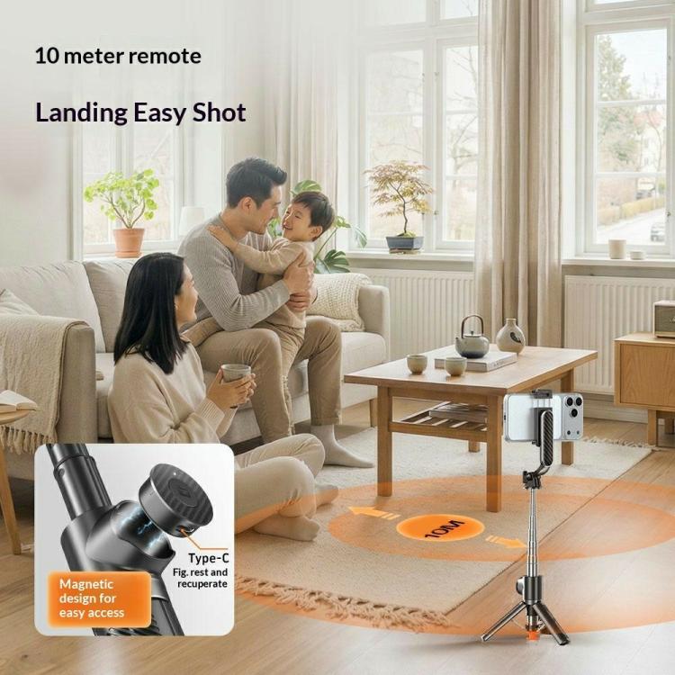 T01S For Live Streaming 3-in-1 Extendable Bluetooth Remote Phone Holder Stand Selfie Stick Tripod, T01S