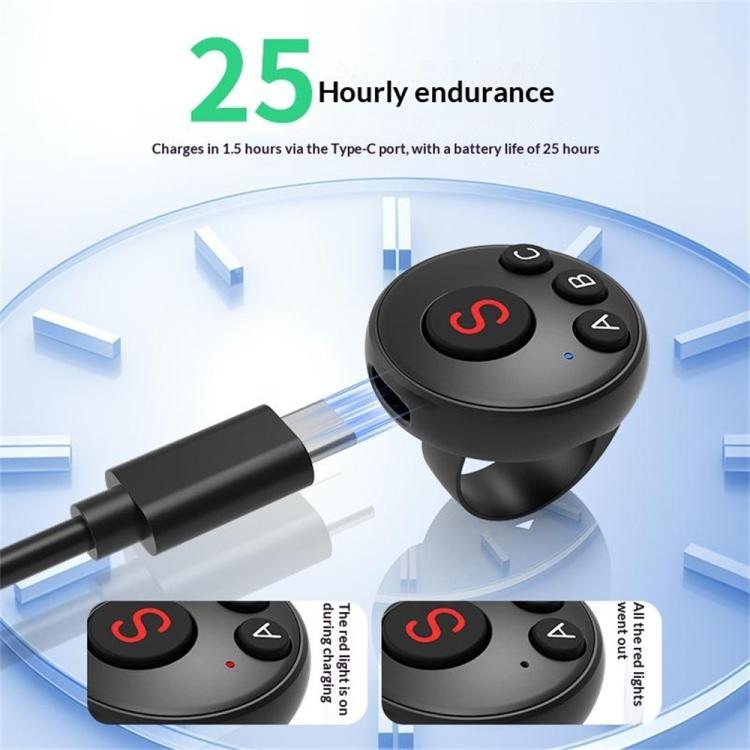 D11 BT Remote Control Ring Wearable Action Camera Controller For DJI Action, GoPro, Insta360 Action Cameras