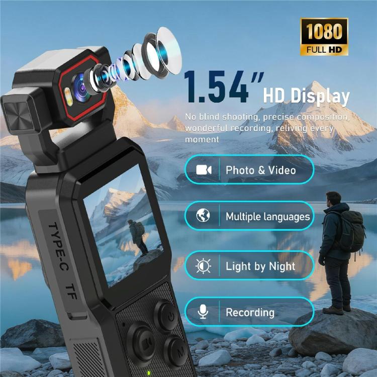 D1 4K HD Recording WiFi Bluetooth Vlogging Camera 1.54 Inch HD Screen Portable Handheld Camera, D1