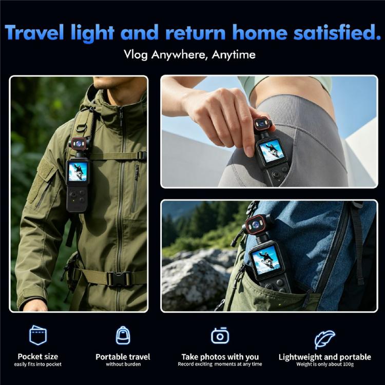 D2 4K Action Camera 270 Degree Rotation Lens 1.54 inch HD Screen WiFi Sports Camera with LED Light, D2