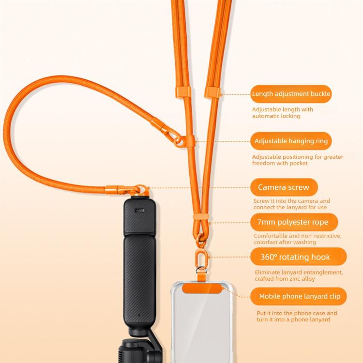 Adjustable Long And Short Anti-Loss 3-in-1 Crossbody Camera Strap, For DJI Osmo Pocket 4 / 3
