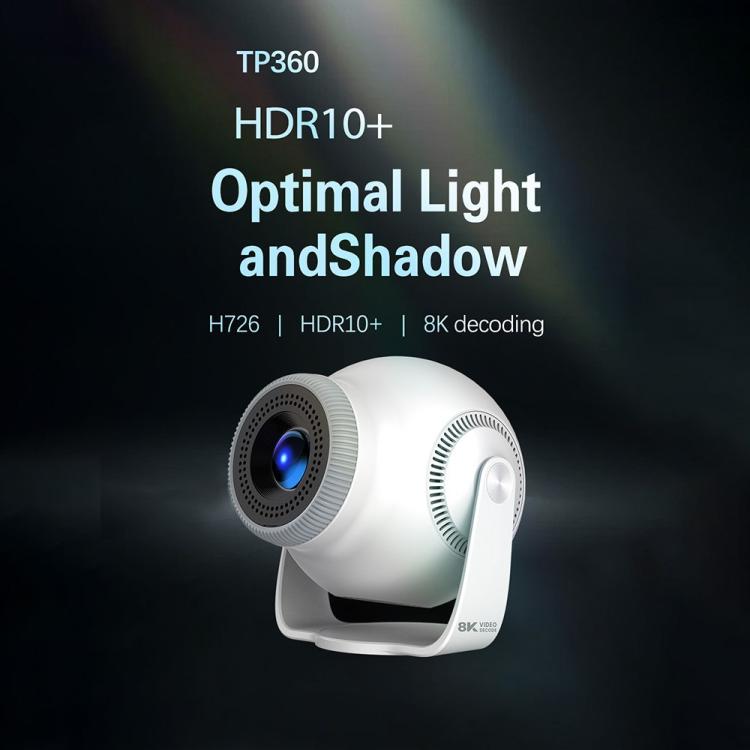 TP360 Android 14 Rotatable Mini Smart Projector Portable Home Theater Projector, US Plug, EU Plug, UK Plug, AU Plug