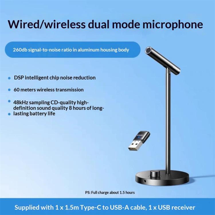 UGREEN CM770-35344 2.4G Desktop Microphone DSP Noise Cancelling Omnidirectional Mic, CM770-35344