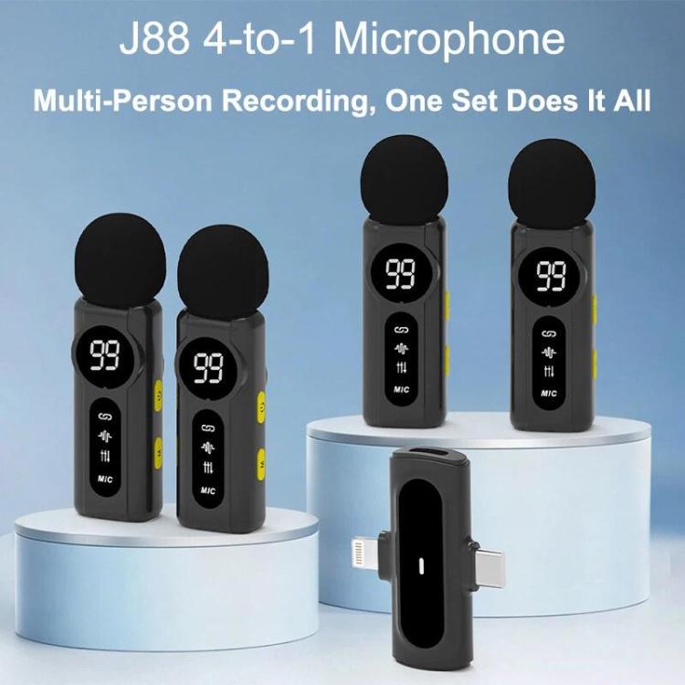 J88 Wireless Lavalier Intelligent AI Noise Reduction Digital Display Microphone for iPhone / Android, J88