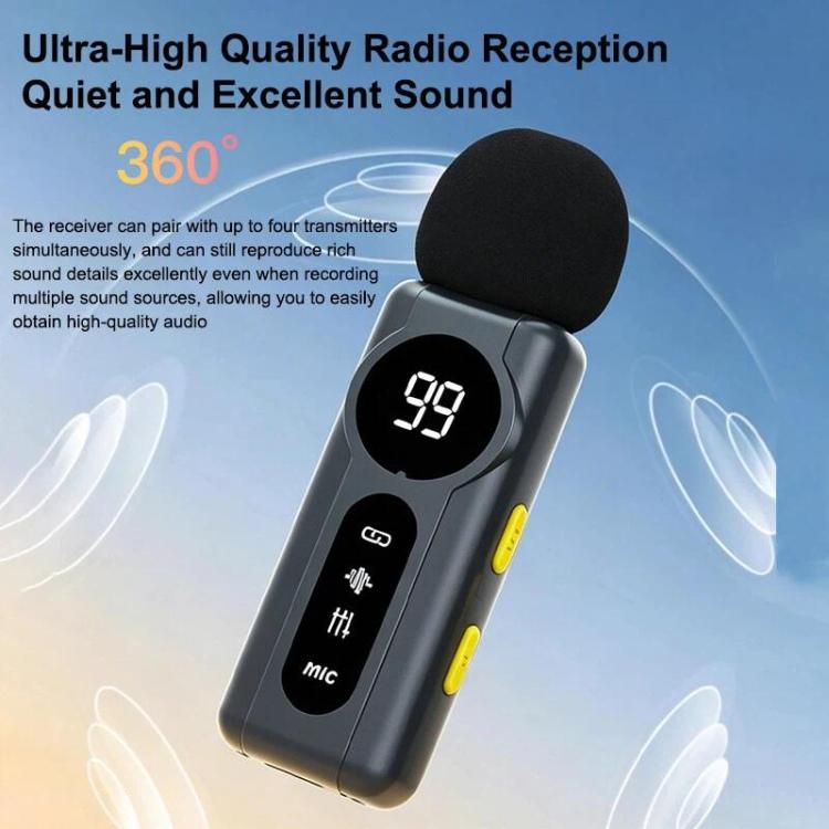 J88 Wireless Lavalier Intelligent AI Noise Reduction Digital Display Microphone for iPhone / Android, J88