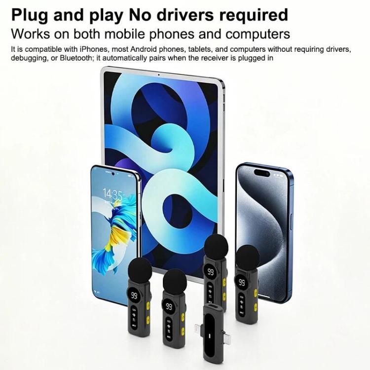 J88 Wireless Lavalier Intelligent AI Noise Reduction Digital Display Microphone for iPhone / Android, J88