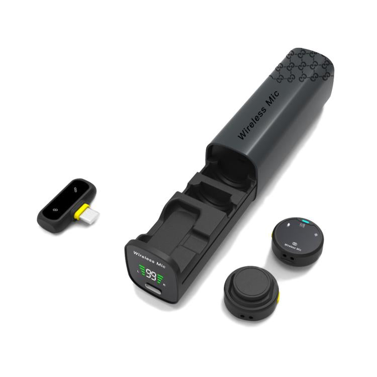 J10 Wireless Lavalier Microphone, Magnetic Button Mini AI Noise Reduction Microphone with Charging Case, J10