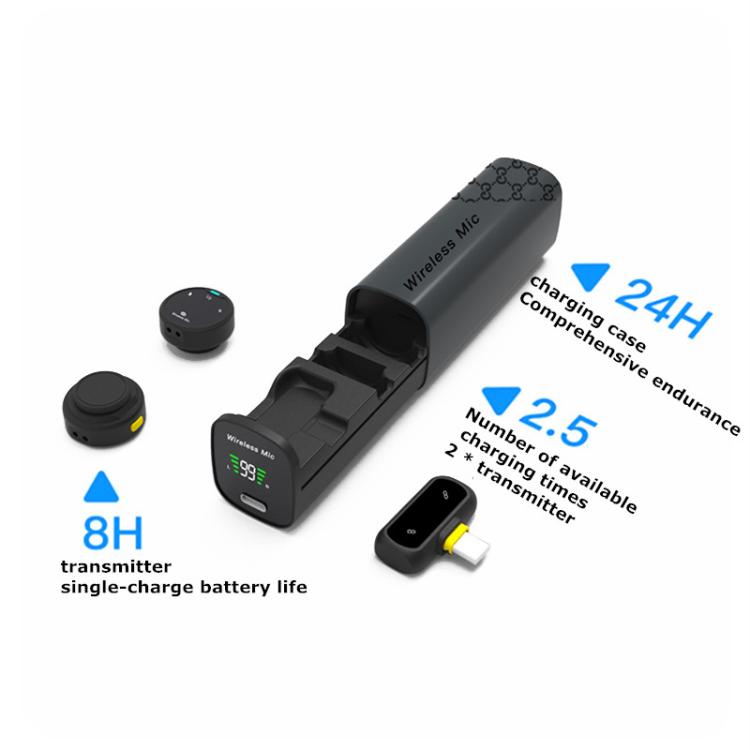 J10 Wireless Lavalier Microphone, Magnetic Button Mini AI Noise Reduction Microphone with Charging Case, J10