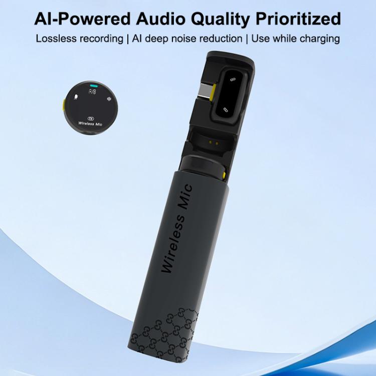 J10 Wireless Lavalier Microphone, Magnetic Button Mini AI Noise Reduction Microphone with Charging Case, J10
