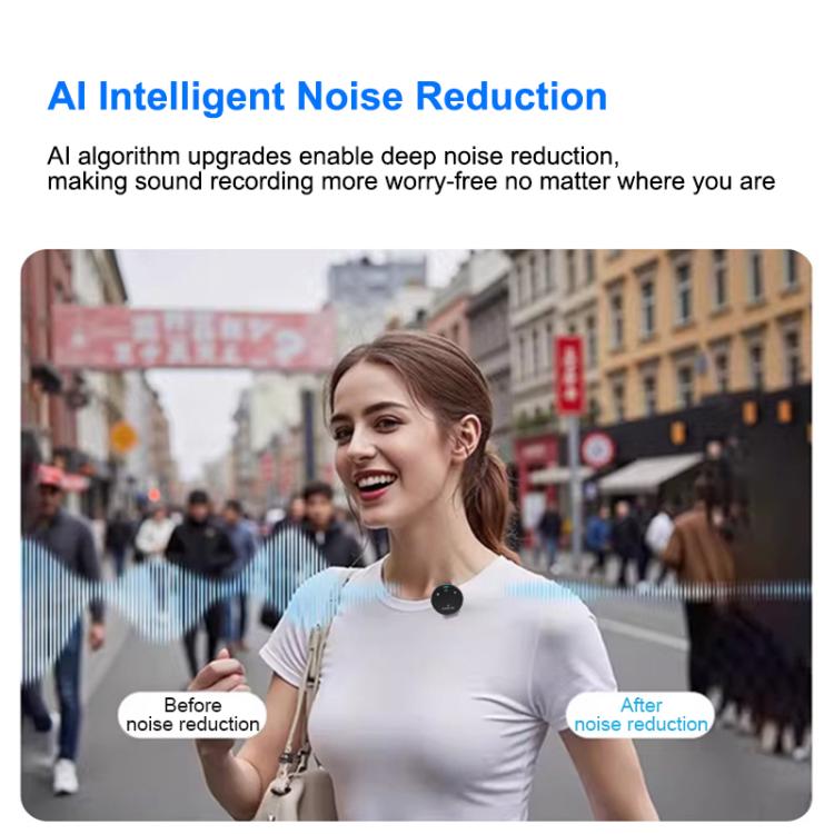 J10 Wireless Lavalier Microphone, Magnetic Button Mini AI Noise Reduction Microphone with Charging Case, J10