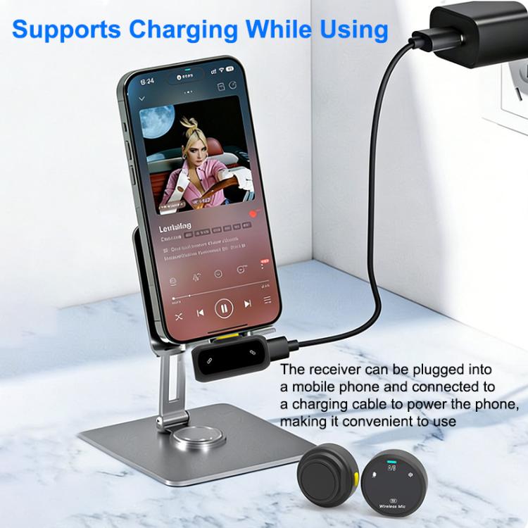 J10 Wireless Lavalier Microphone, Magnetic Button Mini AI Noise Reduction Microphone with Charging Case, J10