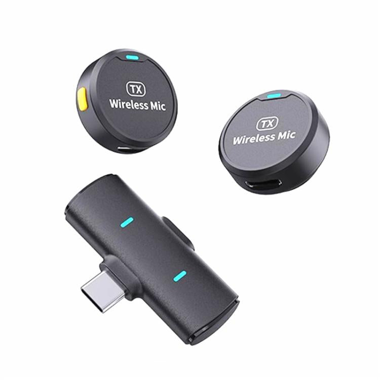 DS-LSM1 Dual Wireless Magnetic Lavalier Microphone, Round Button Mini Microphone with Type-C Receiver, M1