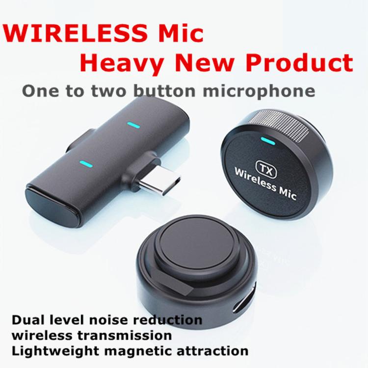 DS-LSM1 Dual Wireless Magnetic Lavalier Microphone, Round Button Mini Microphone with Type-C Receiver, M1