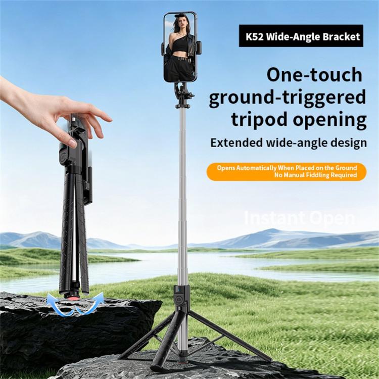 K52 With Bluetooth Remote Outdoor Travel 2.08m Extendable Selfie Stick Tripod, K52