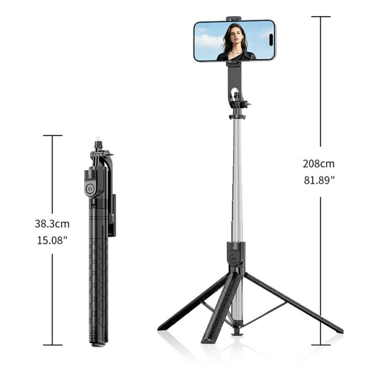 K52 With Bluetooth Remote Outdoor Travel 2.08m Extendable Selfie Stick Tripod, K52
