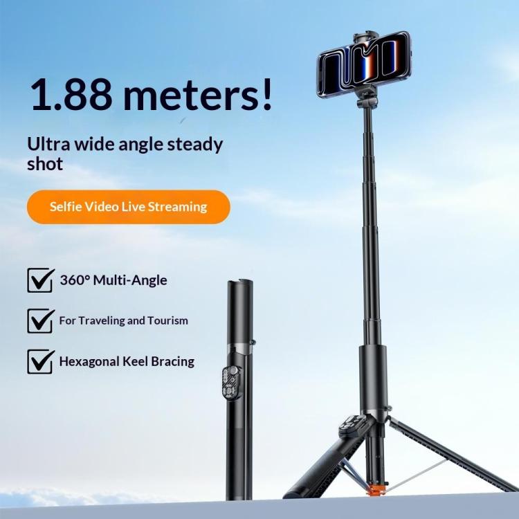 P28 For Photography Live Streaming 1.88m Extendable Selfie Stick Auto-Open Tripod, P28