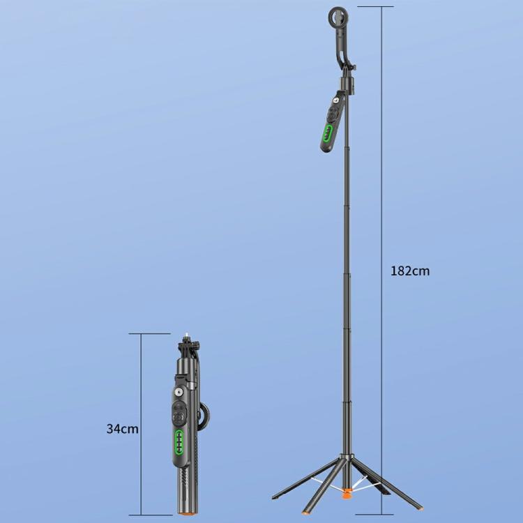 Q625MF For Live Streaming 1.82m Extendable Selfie Stick AI Smart Tracking Auto Open Tripod, Q625MF