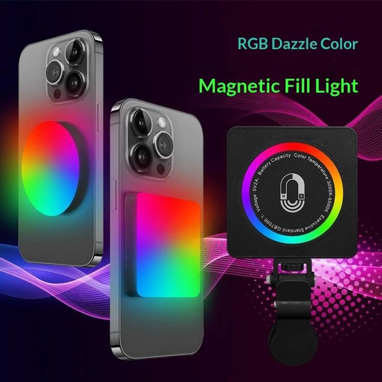 MJ-29 Magnetic 3 Color Temperature Selfie Lamp RGB Portable LED Fill Light, MJ-29