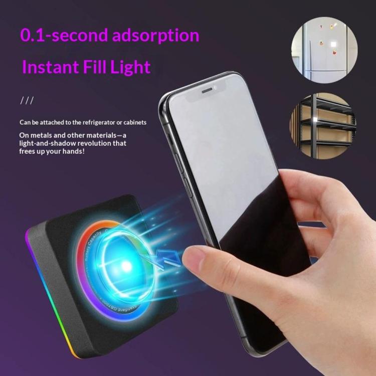 MJ-29 Magnetic 3 Color Temperature Selfie Lamp RGB Portable LED Fill Light, MJ-29