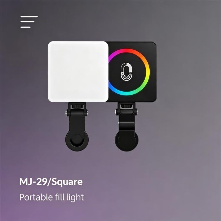 MJ-29 Magnetic 3 Color Temperature Selfie Lamp RGB Portable LED Fill Light, MJ-29