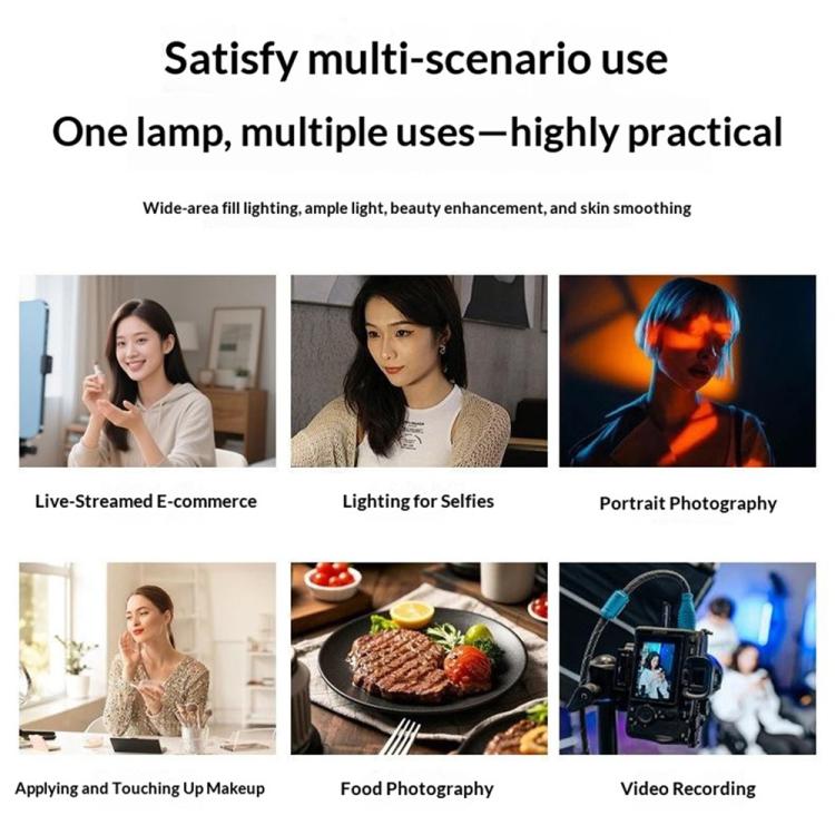 K-15 For Live Streaming LED Video Light 180 Degree Adjustable 3-Color Dimmable, K-15