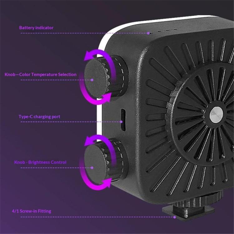 K-31 For Photography Live Streaming 84-LED Clip-on Fill Light 3 Color Temperature Dimmable, K-31