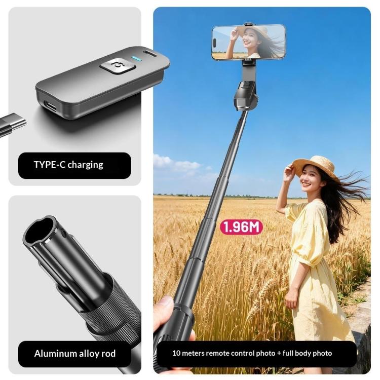 T03 1.96m Selfie Stick Auto-Open Tripod 360 Degree Panoramic Head Bluetooth-compatible Remote for Travel, T03
