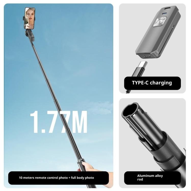 T04 1.77m Selfie Stick Tripod 360-Degree Pan-Tilt Head 1 / 4 Thread Mount for Smartphone Action Camera, T04