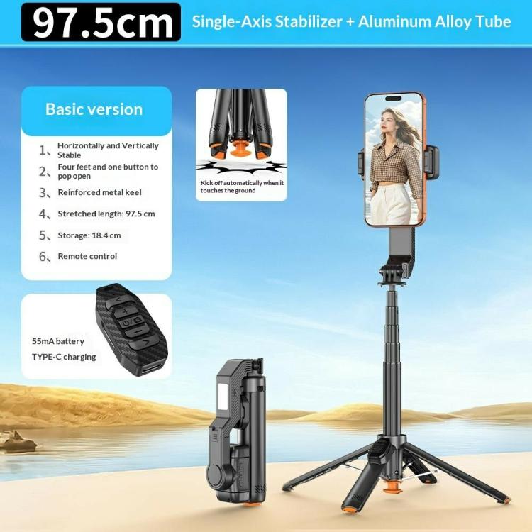 Q41 Single-Axis Selfie Stick Tripod Stabilizer with Fill Light Bluetooth-compatible Remote for Smartphone, Q41