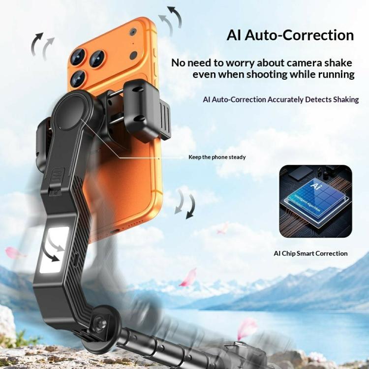 Q41 Single-Axis Selfie Stick Tripod Stabilizer with Fill Light Bluetooth-compatible Remote for Smartphone, Q41