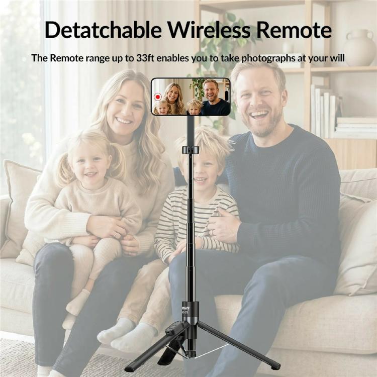 JMARY KT-279 1.54m Selfie Stick Aluminum Alloy Extendable Tripod with Remote Control for Vlog Live Streaming, KT-279
