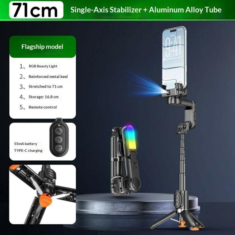 Q51 AI Tracking Selfie Stick Gimbal Stabilizer with RGB Fill Light Gesture Control Tripod for Vlogging Live Streaming, Q51