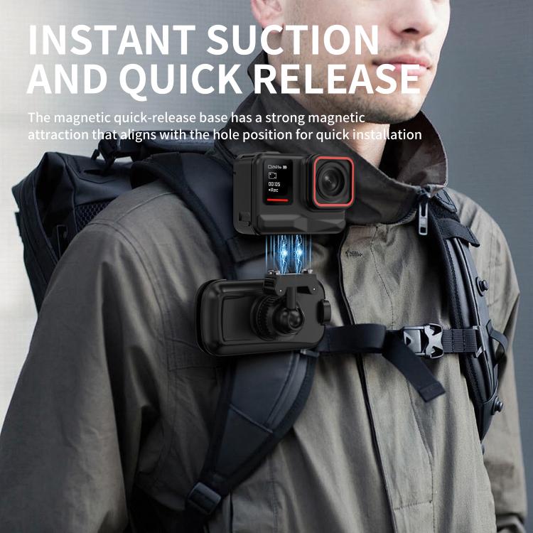 Magnetic Quick-release Backpack Clip 360 Adjustable Shoulder Strap Buckle, For Insta360 Ace / Ace Pro