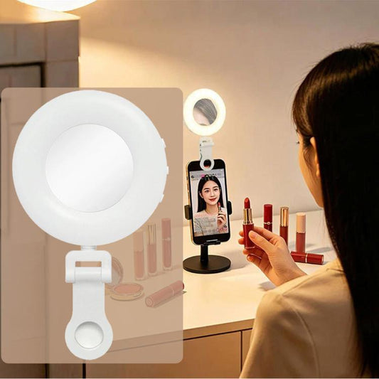 S-3 With Makeup Mirror Phone Clip Selfie Vlogging Beauty Lighting LED Ring Fill Light