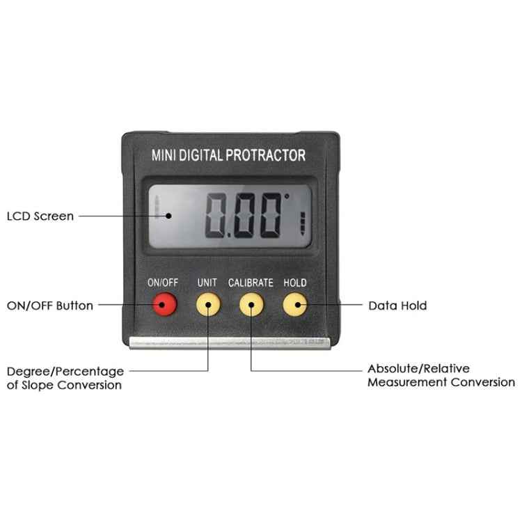RZ2010 360 Degree Mini Digital Protractor Inclinometer Electronic Level Box Magnetic Base Measuring Tools