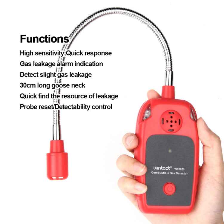 WINTACT WT8820 Combustible Gas Alarm Detector For Home Slight Gas Leakage Flammable Natural Gas Leak Detector Monitor Gas Analyzer