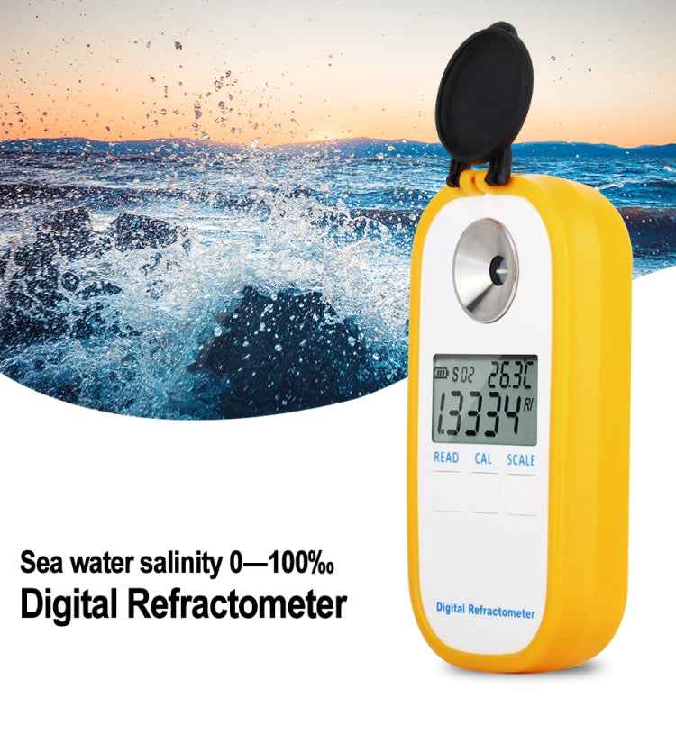 DR202 Digital Sea Water Refractometer Seawater Salinity Meter Specific Gravity Range 0―100‰ Chlorinity 0~57‰ Refractometer